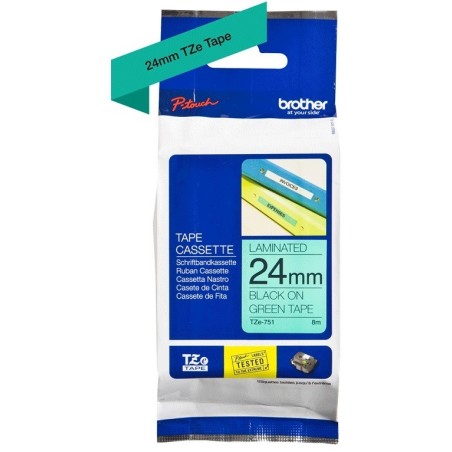 Ruban Matriciel noir/vert Brother  (TZ-751)  24mm, Toner Express : achat en ligne de Ruban Matriciel noir/vert Brother  (TZ-751)