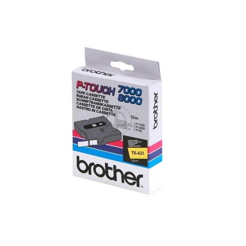 Cassette ruban Brother 12 mm noir / jaune, Toner Express : achat en ligne de Cassette ruban Brother 12 mm noir / jaune pour impr
