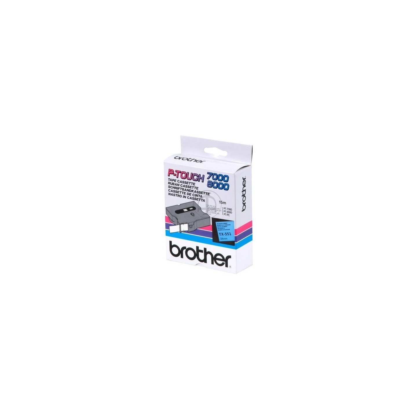 Cassette ruban Brother 24mm Noir / Bleu, Toner Express : achat en ligne de Cassette ruban Brother 24mm Noir / Bleu pour impriman