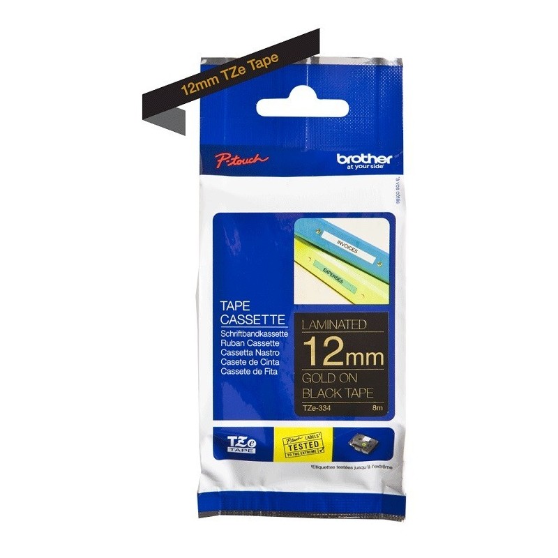 Ruban Matriciel Or/noir Brother  (TZ-334) 12mm, Toner Express : achat en ligne de Ruban Matriciel Or/noir Brother  (TZ-334) 12mm