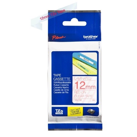 Ruban Matriciel clear/red Brother  (TZ-132)  12mm, Toner Express : achat en ligne de Ruban Matriciel clear/red Brother  (TZ-132)