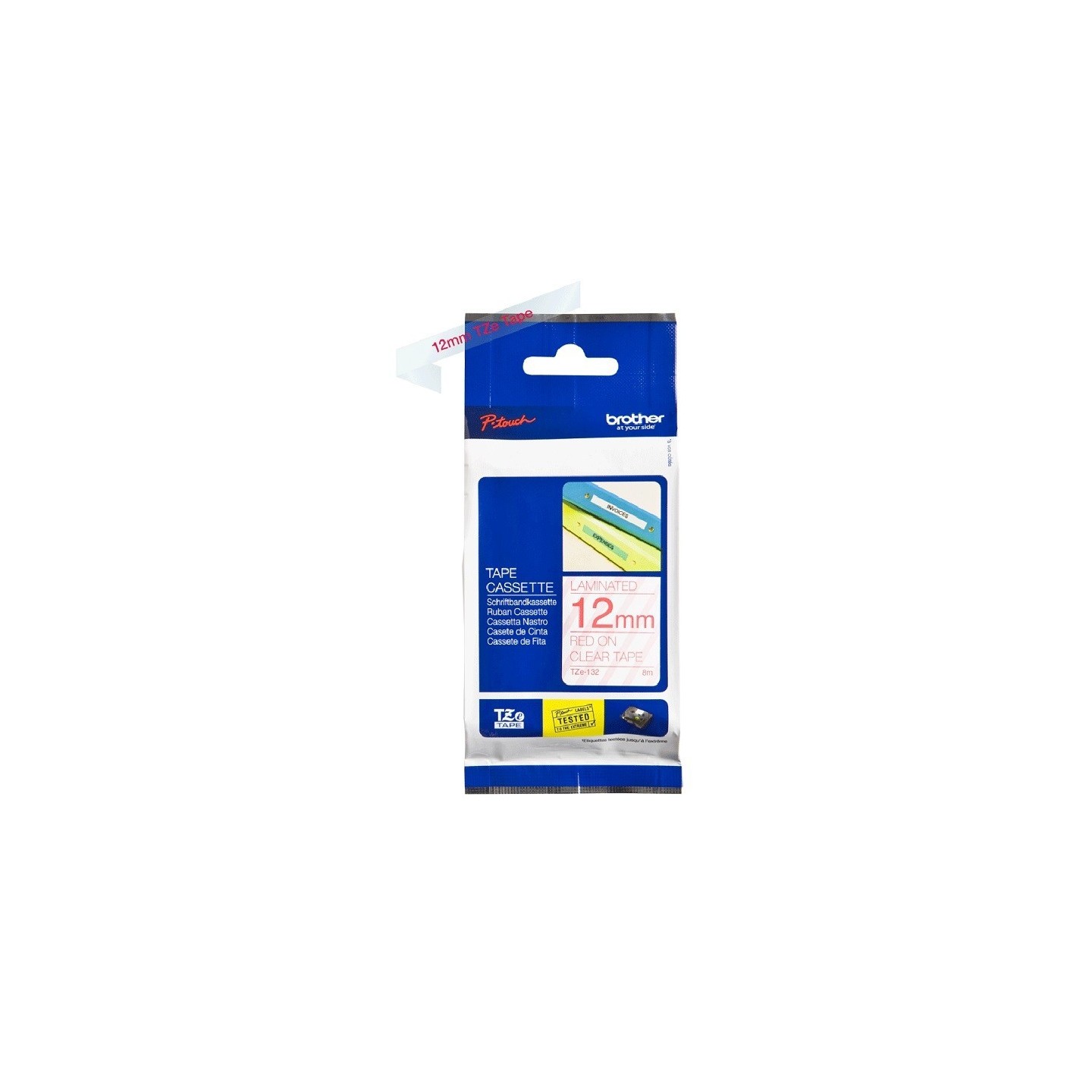 Ruban Matriciel clear/red Brother  (TZ-132)  12mm, Toner Express : achat en ligne de Ruban Matriciel clear/red Brother  (TZ-132)