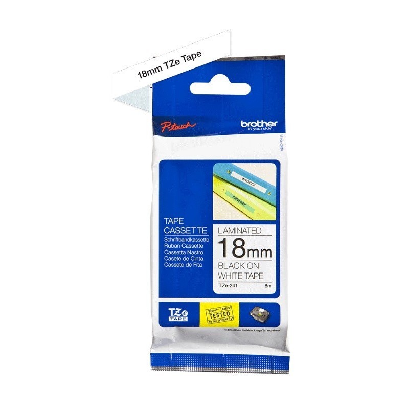 Ruban Matriciel Noir/blanc Brother  (TZ-241)  18mm, Toner Express : achat en ligne de Ruban Matriciel Noir/blanc Brother  (TZ-24