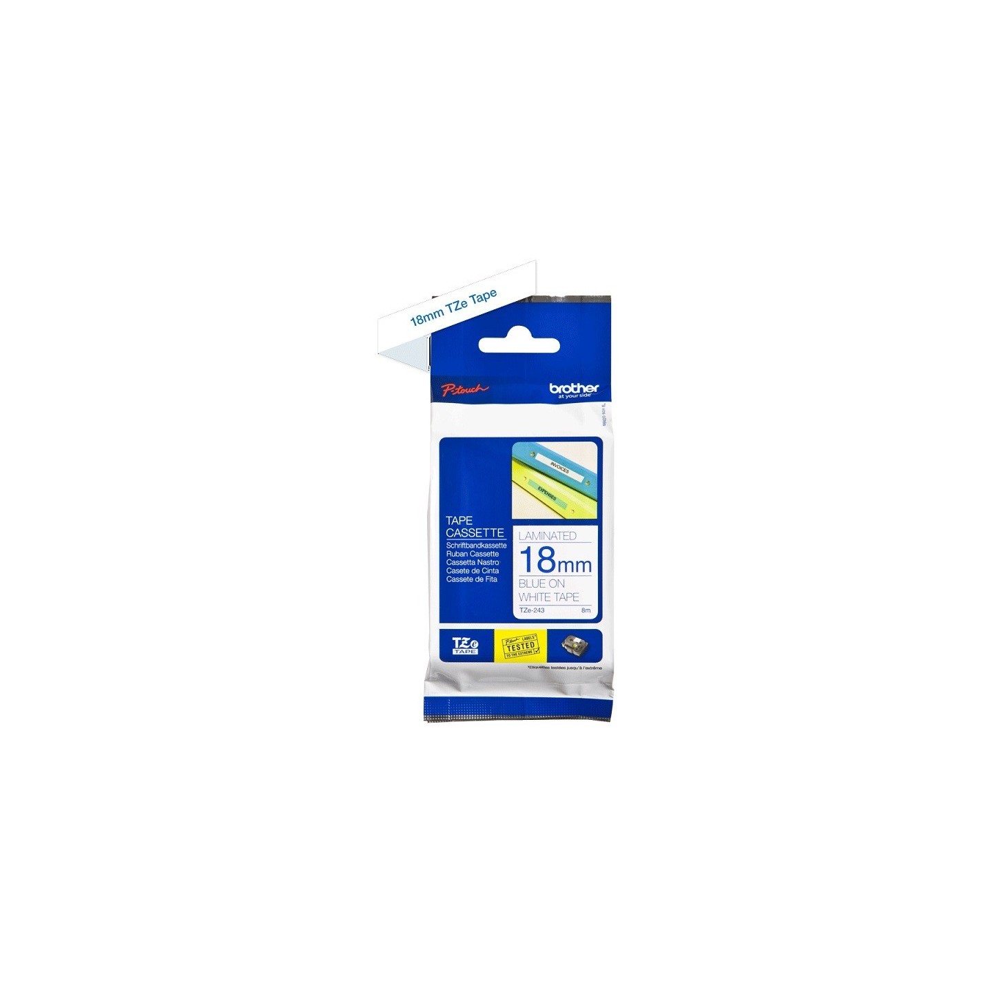 Ruban Matriciel blue/blanc Brother  (TZ-243)  18mm, Toner Express : achat en ligne de Ruban Matriciel blue/blanc Brother  (TZ-24
