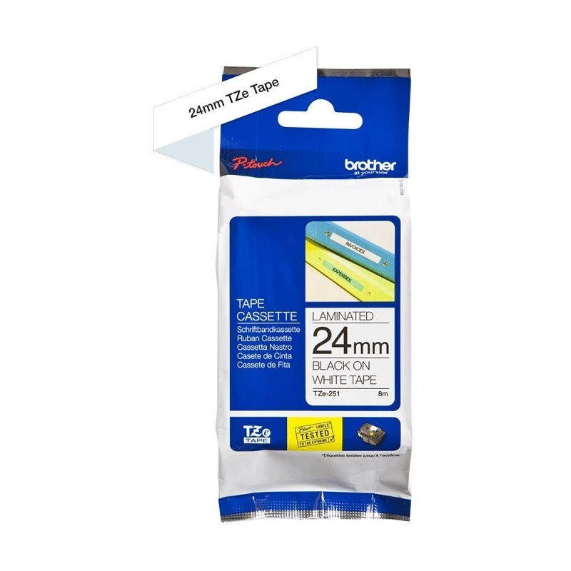 Ruban Matriciel Noir/blanc Brother  (TZ-251)  24mm, Toner Express : achat en ligne de Ruban Matriciel Noir/blanc Brother  (TZ-25