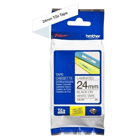 Ruban Matriciel Noir/blanc Brother  (TZ-251)  24mm, Toner Express : achat en ligne de Ruban Matriciel Noir/blanc Brother  (TZ-25