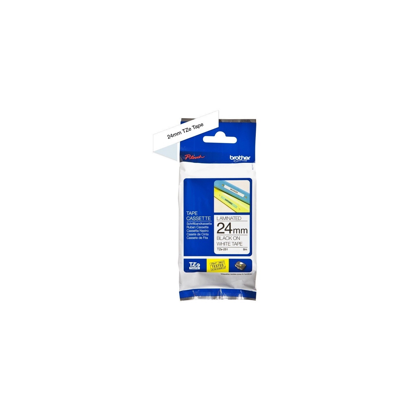 Ruban Matriciel Noir/blanc Brother  (TZ-251)  24mm, Toner Express : achat en ligne de Ruban Matriciel Noir/blanc Brother  (TZ-25