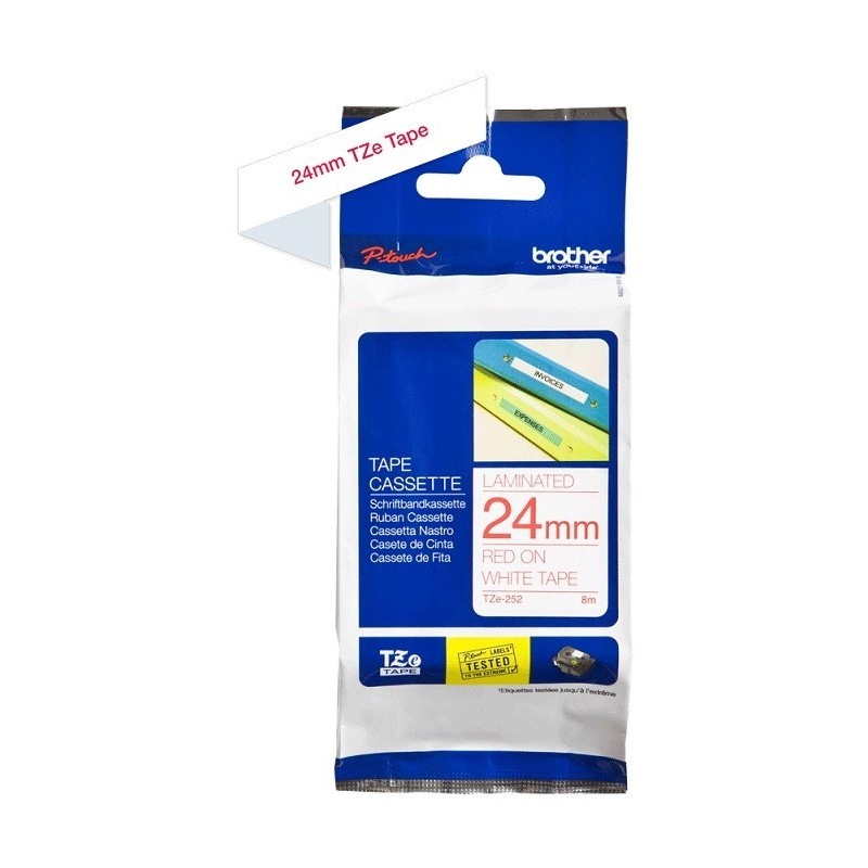 Ruban Matriciel rouge/blanc Brother  (TZ-252)  24mm, Toner Express : achat en ligne de Ruban Matriciel rouge/blanc Brother  (TZ-