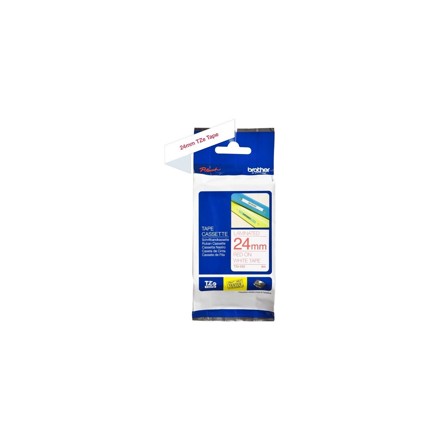 Ruban Matriciel rouge/blanc Brother  (TZ-252)  24mm, Toner Express : achat en ligne de Ruban Matriciel rouge/blanc Brother  (TZ-