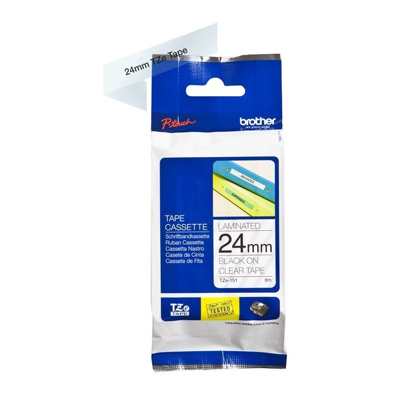 Ruban Matriciel Noir/transparent Brother  (TZ-151)  24mm, Toner Express : achat en ligne de Ruban Matriciel Noir/transparent Bro