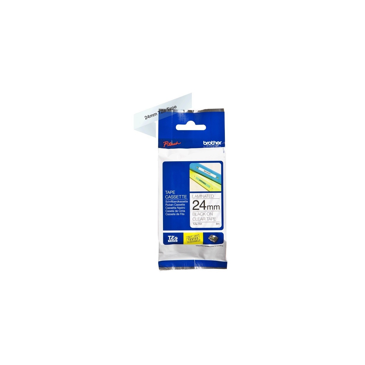 Ruban Matriciel Noir/transparent Brother  (TZ-151)  24mm, Toner Express : achat en ligne de Ruban Matriciel Noir/transparent Bro