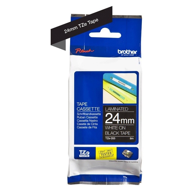 Ruban Matriciel blanc/noir Brother  (TZ-355)  24mm, Toner Express : achat en ligne de Ruban Matriciel blanc/noir Brother  (TZ-35