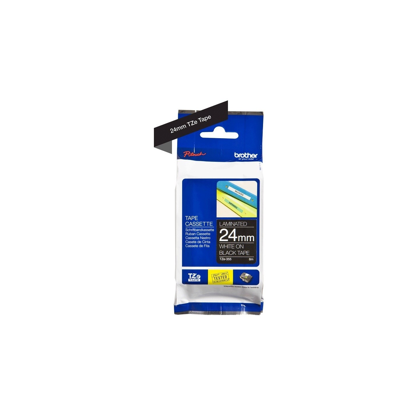 Ruban Matriciel blanc/noir Brother  (TZ-355)  24mm, Toner Express : achat en ligne de Ruban Matriciel blanc/noir Brother  (TZ-35