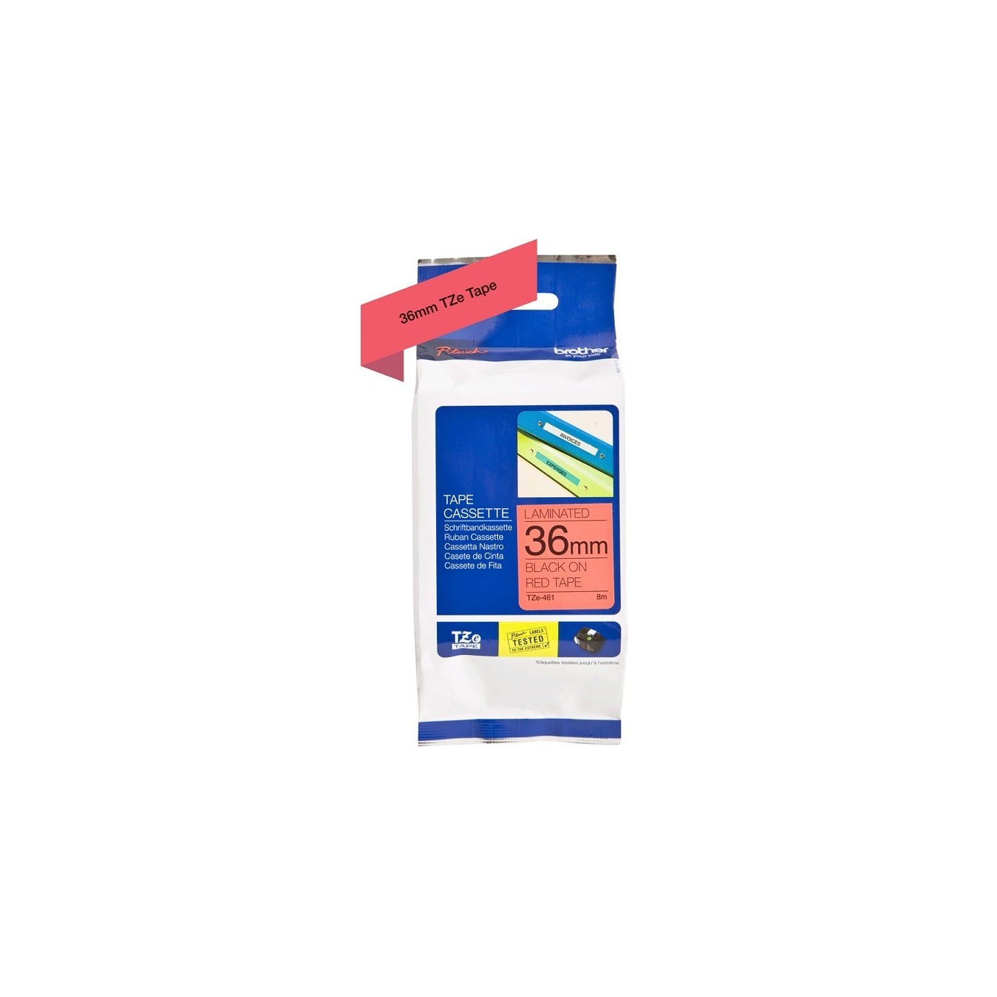 Ruban Matriciel Noir/rouge Brother  (TZ-461)  36mm, Toner Express : achat en ligne de Ruban Matriciel Noir/rouge Brother  (TZ-46