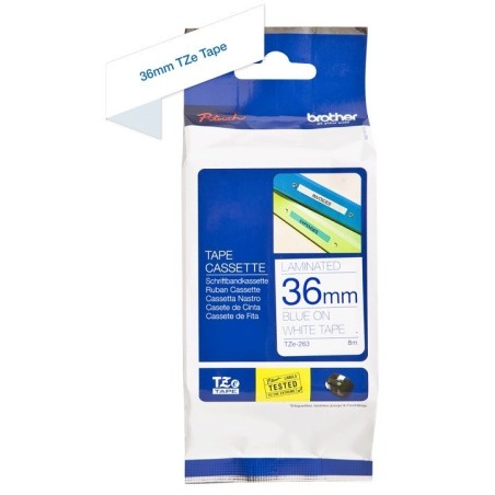Ruban Matriciel bleu/blanc Brother  (TZ-263)  36mm, Toner Express : achat en ligne de Ruban Matriciel bleu/blanc Brother  (TZ-26