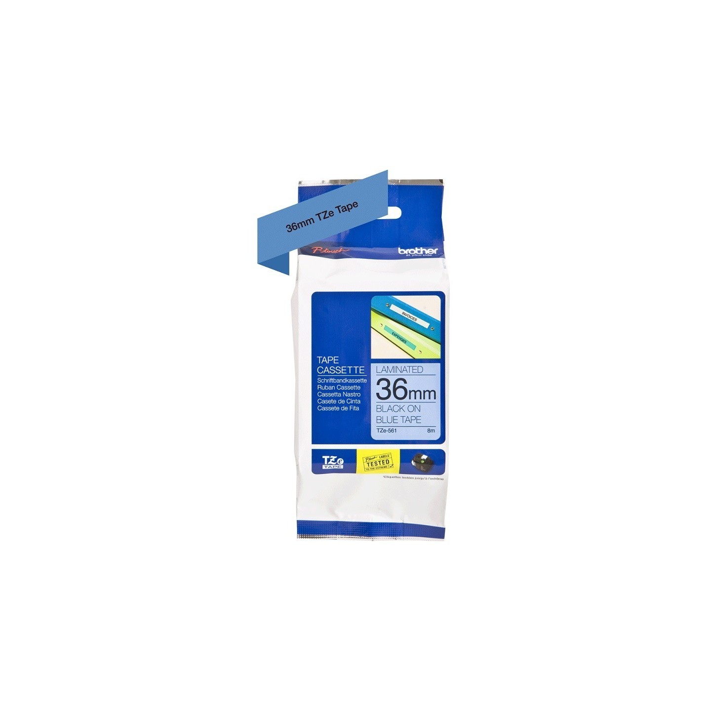 Ruban Matriciel Noir/bleu Brother  (TZ-561)  36mm, Toner Express : achat en ligne de Ruban Matriciel Noir/bleu Brother  (TZ-561)
