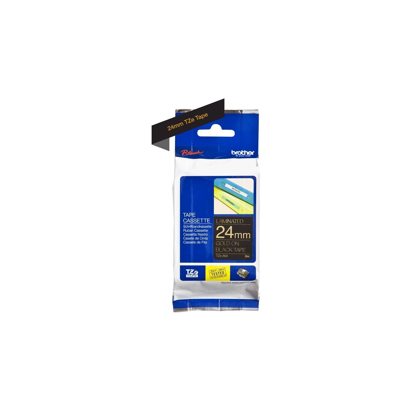 Ruban Matriciel noir/gold Brother  (TZ-354)  24mm, Toner Express : achat en ligne de Ruban Matriciel noir/gold Brother  (TZ-354)