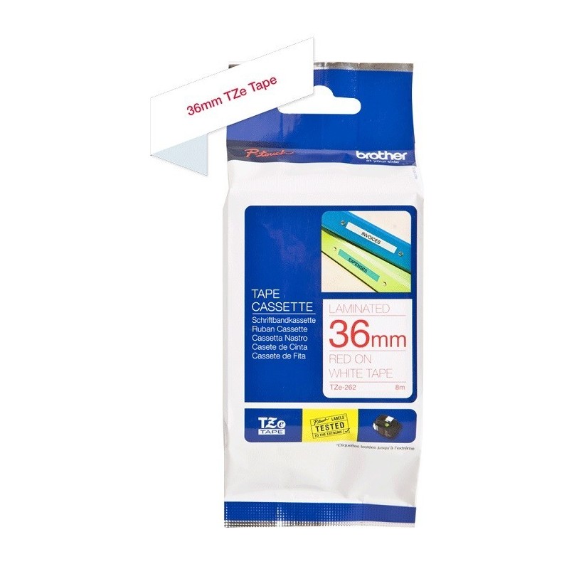 Ruban Matriciel Rouge/blanc Brother  (TZ-262)  36mm, Toner Express : achat en ligne de Ruban Matriciel Rouge/blanc Brother  (TZ-