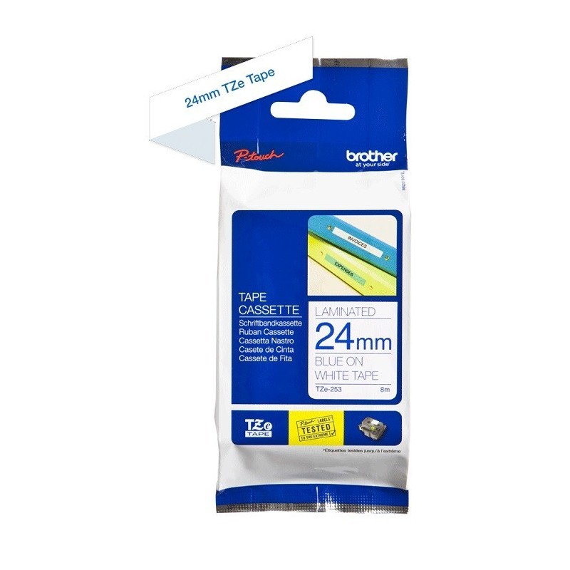 Ruban Matriciel Bleu/blanc Brother  (TZ-253)  24mm, Toner Express : achat en ligne de Ruban Matriciel Bleu/blanc Brother  (TZ-25