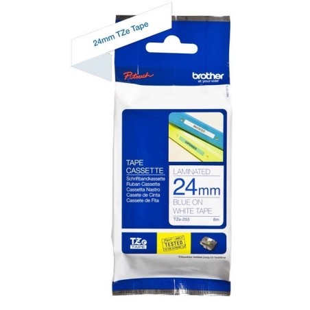 Ruban Matriciel Bleu/blanc Brother  (TZ-253)  24mm, Toner Express : achat en ligne de Ruban Matriciel Bleu/blanc Brother  (TZ-25
