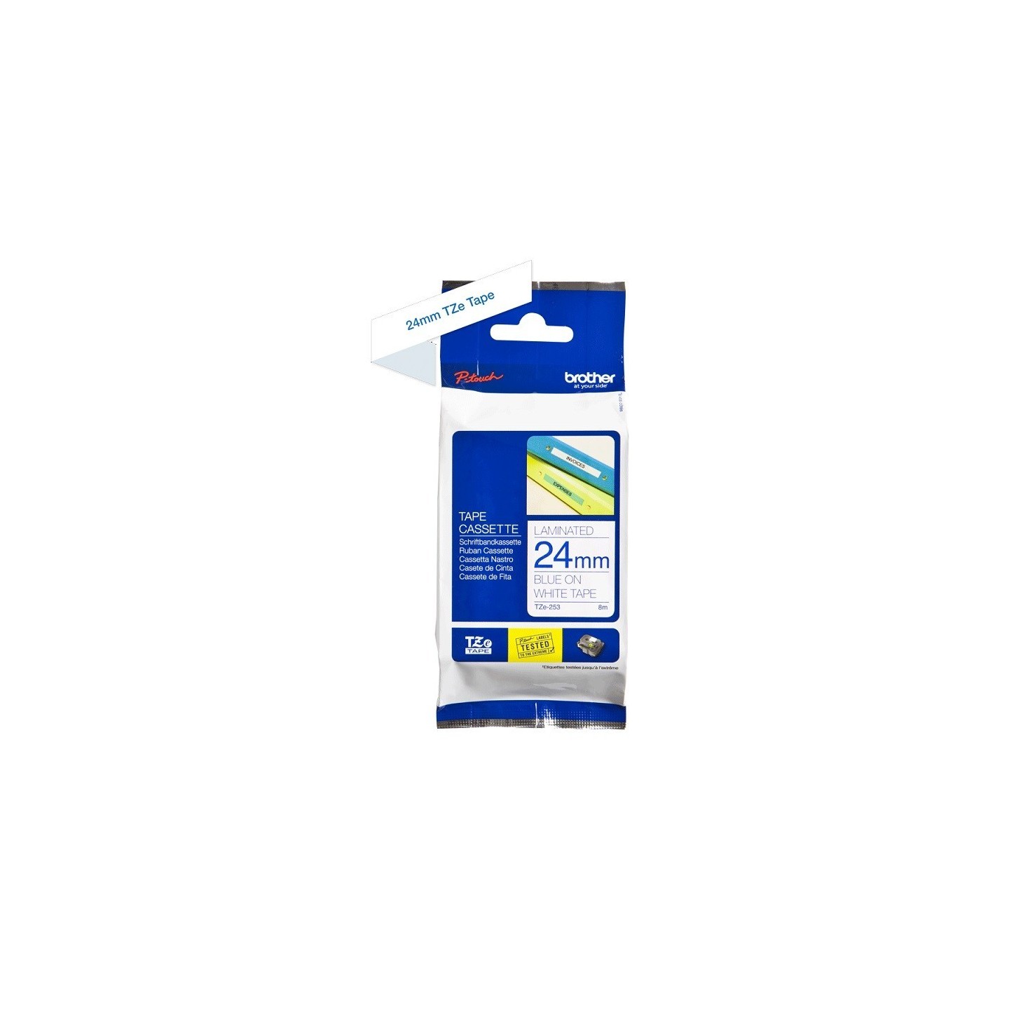 Ruban Matriciel Bleu/blanc Brother  (TZ-253)  24mm, Toner Express : achat en ligne de Ruban Matriciel Bleu/blanc Brother  (TZ-25