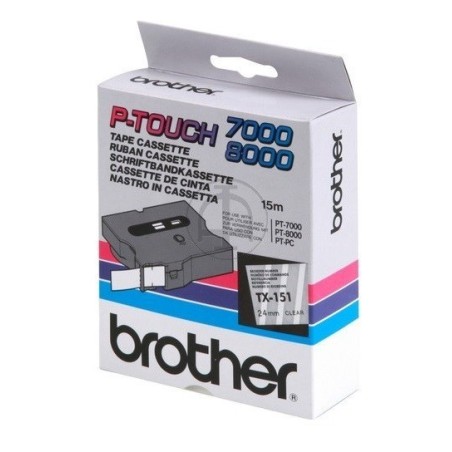 Cassette ruban Brother 24mm Noir / Transparent, Toner Express : achat en ligne de Cassette ruban Brother 24mm Noir / Transparent