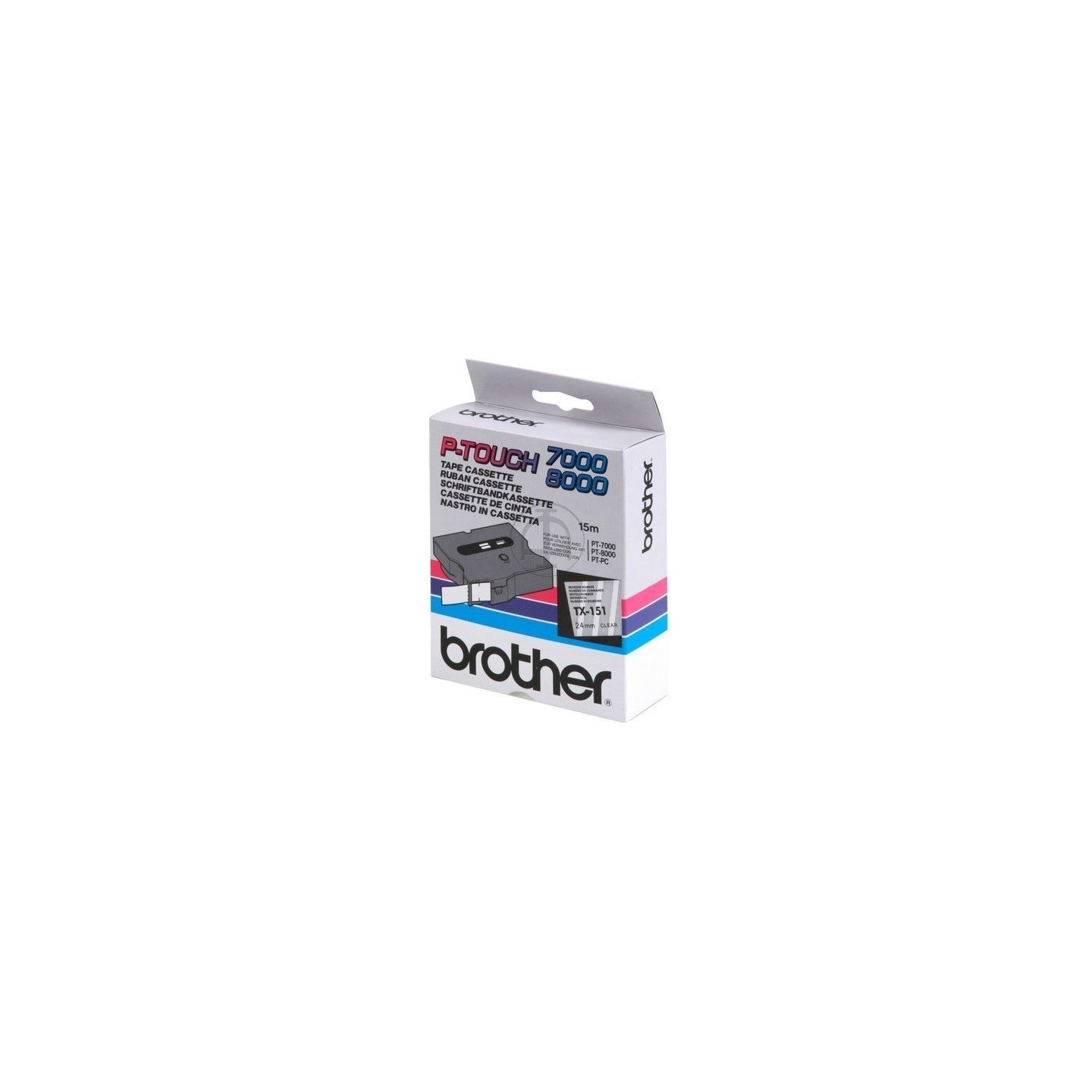 Cassette ruban Brother 24mm Noir / Transparent, Toner Express : achat en ligne de Cassette ruban Brother 24mm Noir / Transparent