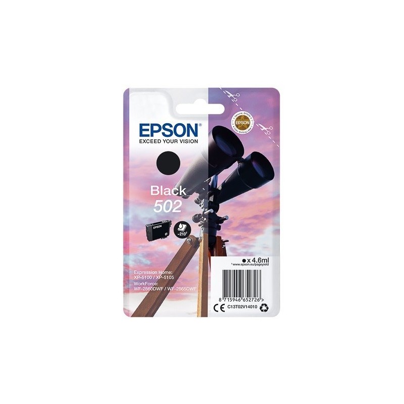 Cartouche d'encre noire Epson pour WorkForce WF-2860dwf ... (n°502) - 210 pages.