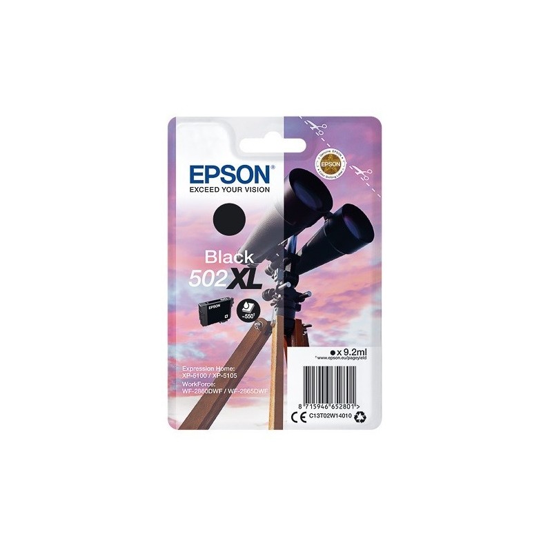 Cartouche d'encre noire haute capacité Epson pour WorkForce WF-2860dwf ... (n°502XL) - 550 pages.