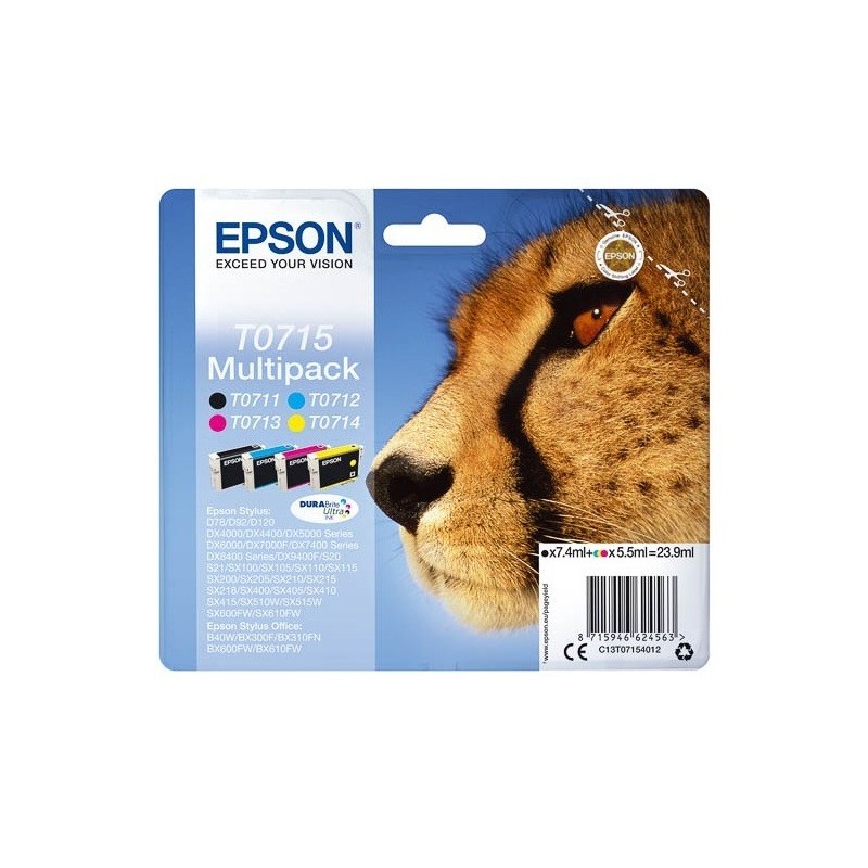 Multipack Epson T0715 pour Stylus DX6050 / 4000 / 5000, Toner Express : achat en ligne de Multipack Epson T0715 pour Stylus DX60
