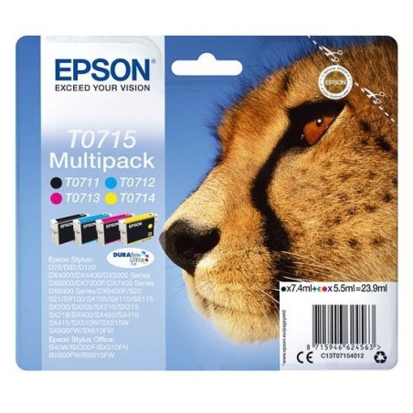 Multipack Epson T0715 pour Stylus DX6050 / 4000 / 5000, Toner Express : achat en ligne de Multipack Epson T0715 pour Stylus DX60