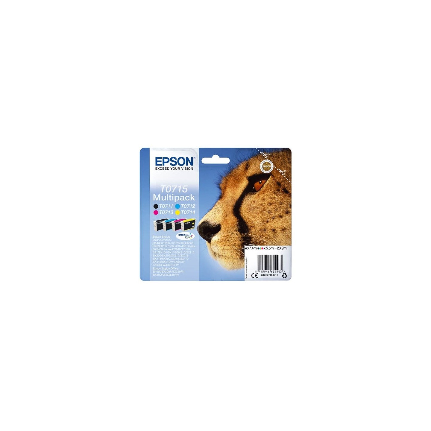 Multipack Epson T0715 pour Stylus DX6050 / 4000 / 5000, Toner Express : achat en ligne de Multipack Epson T0715 pour Stylus DX60