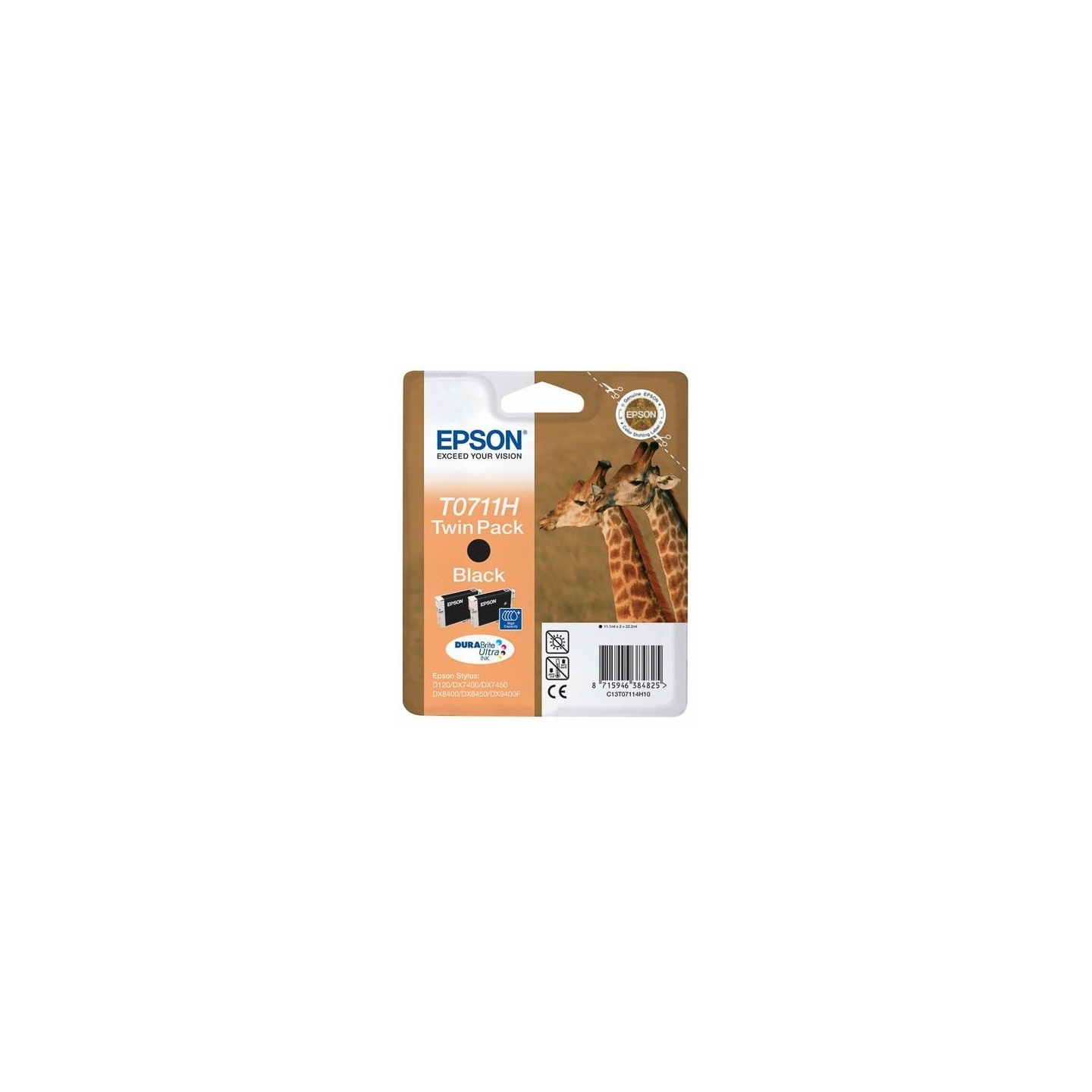 Twin pack Epson T0711H, 2 cartouches noir pour Stylus DX6050 / 4000 / 5000 (11.10 ml x 2), Toner Express : achat en ligne de Twi