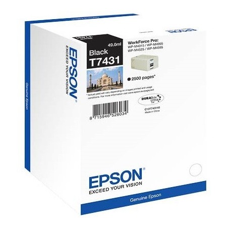 Cartouche noire Epson pour WorkForce pro WP-M4525dnf...(T7431)
