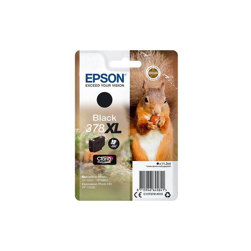 Cartouche Noir XL Epson pour Expression Premium XP8500- XP8505 ... - (n°378XL - Ecureuil) 
