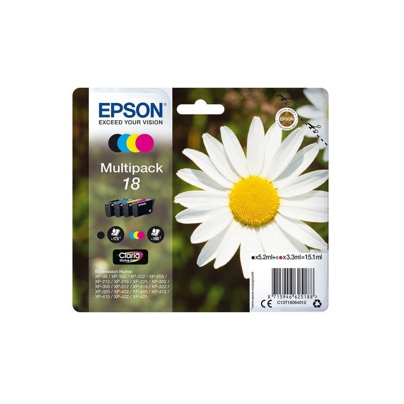 Multipack paquerette EPSON pour Expression Home XP-205 / XP-30 / ...  (N°18), Toner Express : achat en ligne de Multipack paquer