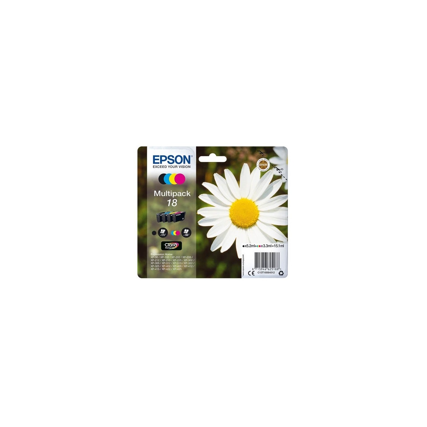 Multipack paquerette EPSON pour Expression Home XP-205 / XP-30 / ...  (N°18), Toner Express : achat en ligne de Multipack paquer
