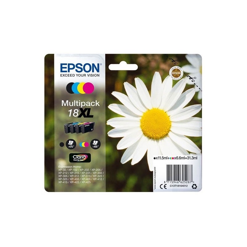 Multipack paquerette haute capacité EPSON pour Expression Home XP-205 / XP-30 ... (N°18XL), Toner Express : achat en ligne de Mu