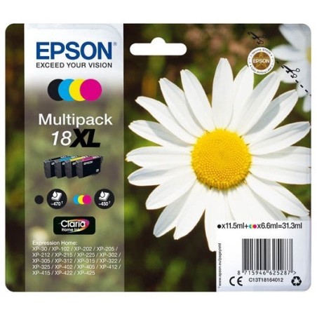 Multipack paquerette haute capacité EPSON pour Expression Home XP-205 / XP-30 ... (N°18XL), Toner Express : achat en ligne de Mu