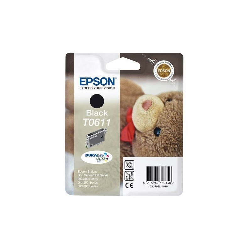 Cartouche d'encre Epson T0611 Noire, Toner Express : achat en ligne de Cartouche d'encre Epson T0611 Noire pour imprimante