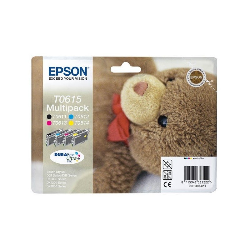 Pack de 4 cartouches EPSON T0611 T0612 T0613 T0614 (Cyan/Magenta/Jaune/Noire), Toner Express : achat en ligne de Pack de 4 carto