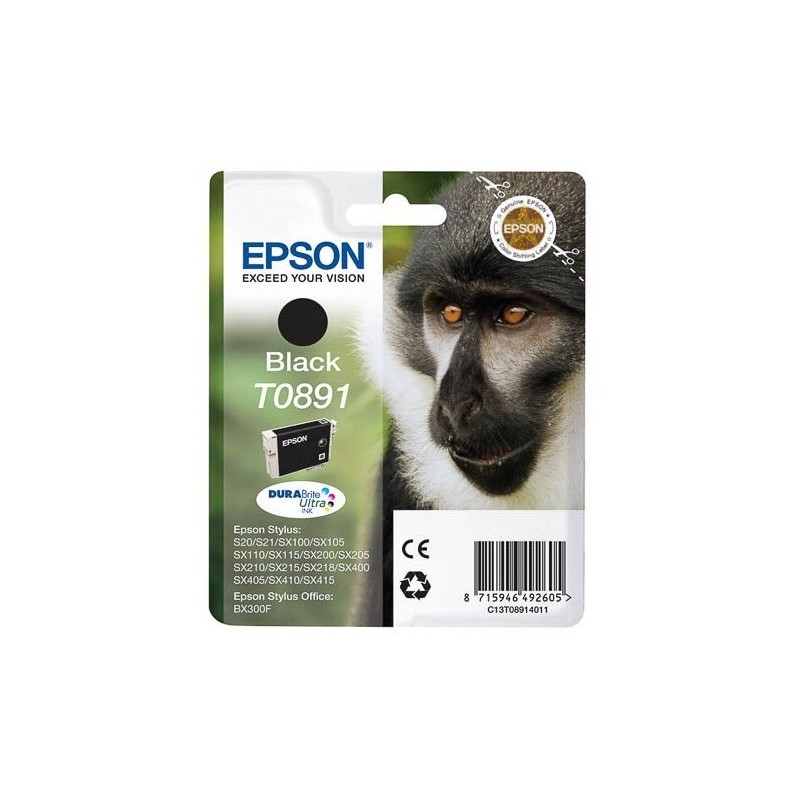 Cartouche Encre  EPSON Noire (T0891) S20, SX205, SX400, Toner Express : achat en ligne de Cartouche Encre  EPSON Noire (T0891) S