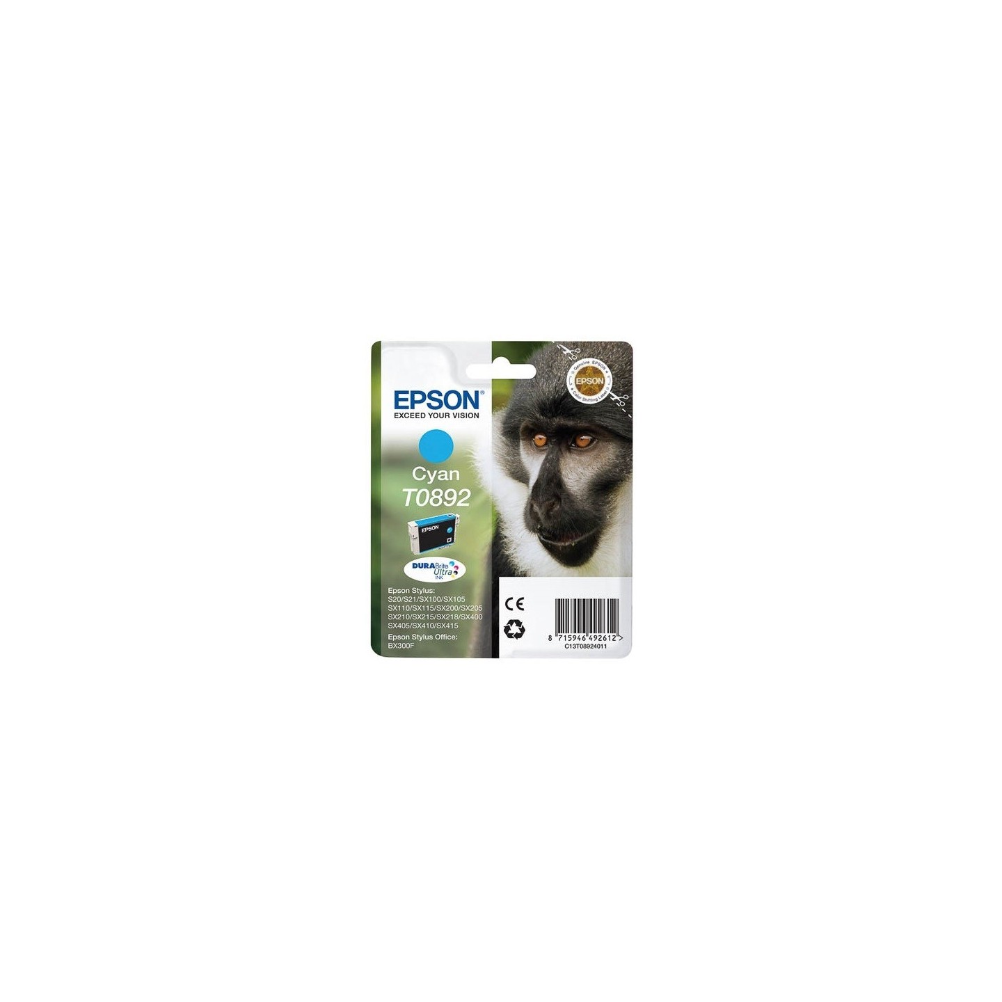 Cartouche Encre  EPSON Cyan  (T0892) S20, SX205, SX400, Toner Express : achat en ligne de Cartouche Encre  EPSON Cyan  (T0892) S