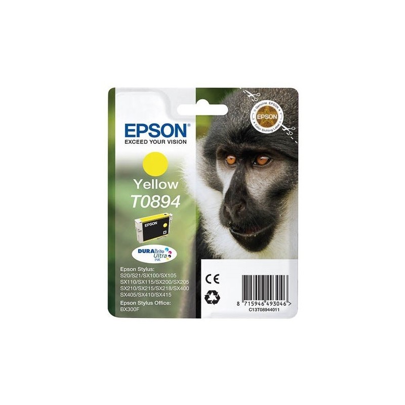 Cartouche Encre  EPSON Jaune  (T0894) S20, SX205, SX400, Toner Express : achat en ligne de Cartouche Encre  EPSON Jaune  (T0894)