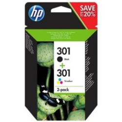 Pack noir + couleurs HP pour Deskjet 1050 / 2050 / 3050 ... (N°301) (J3M81AE remplacé par N9J72AE), Toner Express : achat en lig