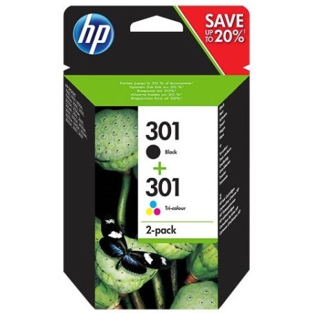 Pack noir + couleurs HP pour Deskjet 1050 / 2050 / 3050 ... (N°301) (J3M81AE remplacé par N9J72AE), Toner Express : achat en lig