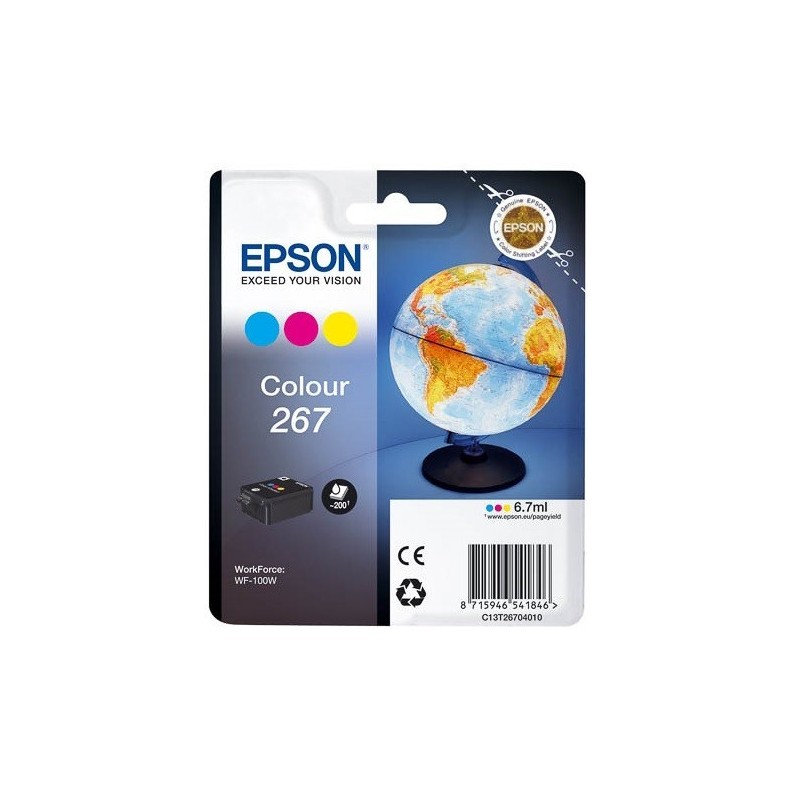 Cartouche Encre 3 couleurs (cyan, magenta, jaune) pour EPSON WorkForce WF-100W (267), Toner Express : achat en ligne de Cartouch