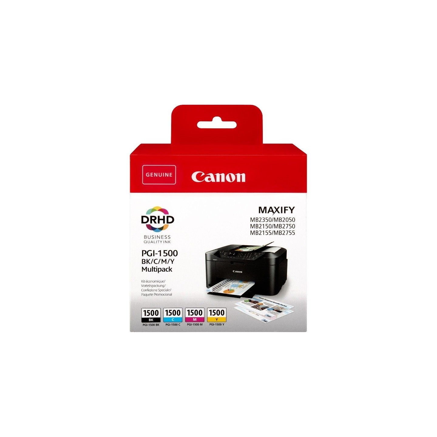 PACK Cartouche jet d'encre Canon PGI-1500 standard C/M/Y/BK - Jaune, Cyan, Magenta, Noir