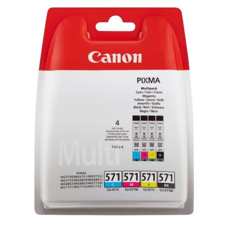 Multipack 4 couleurs  (C, M, J, N) Encre Photo (CLI-571) pour Canon Pixma MG 5751 / MG 6850..., Toner Express : achat en ligne d