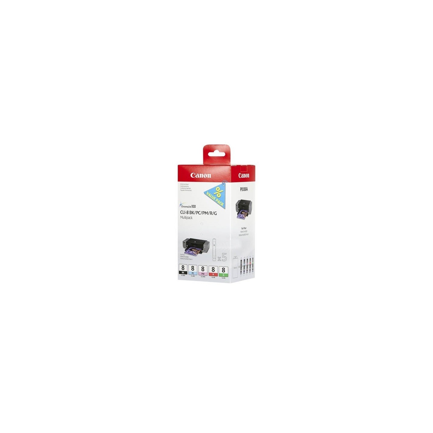 Multipack 5 couleurs Canon CLI-8 (BK,PC,PM,R,G)